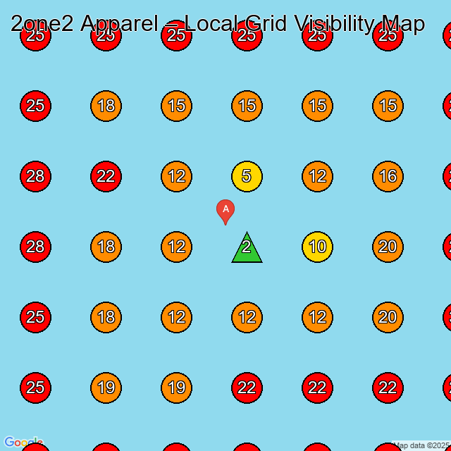 2one2 Apparel GeoGrid visibility map for Clothing Store in None